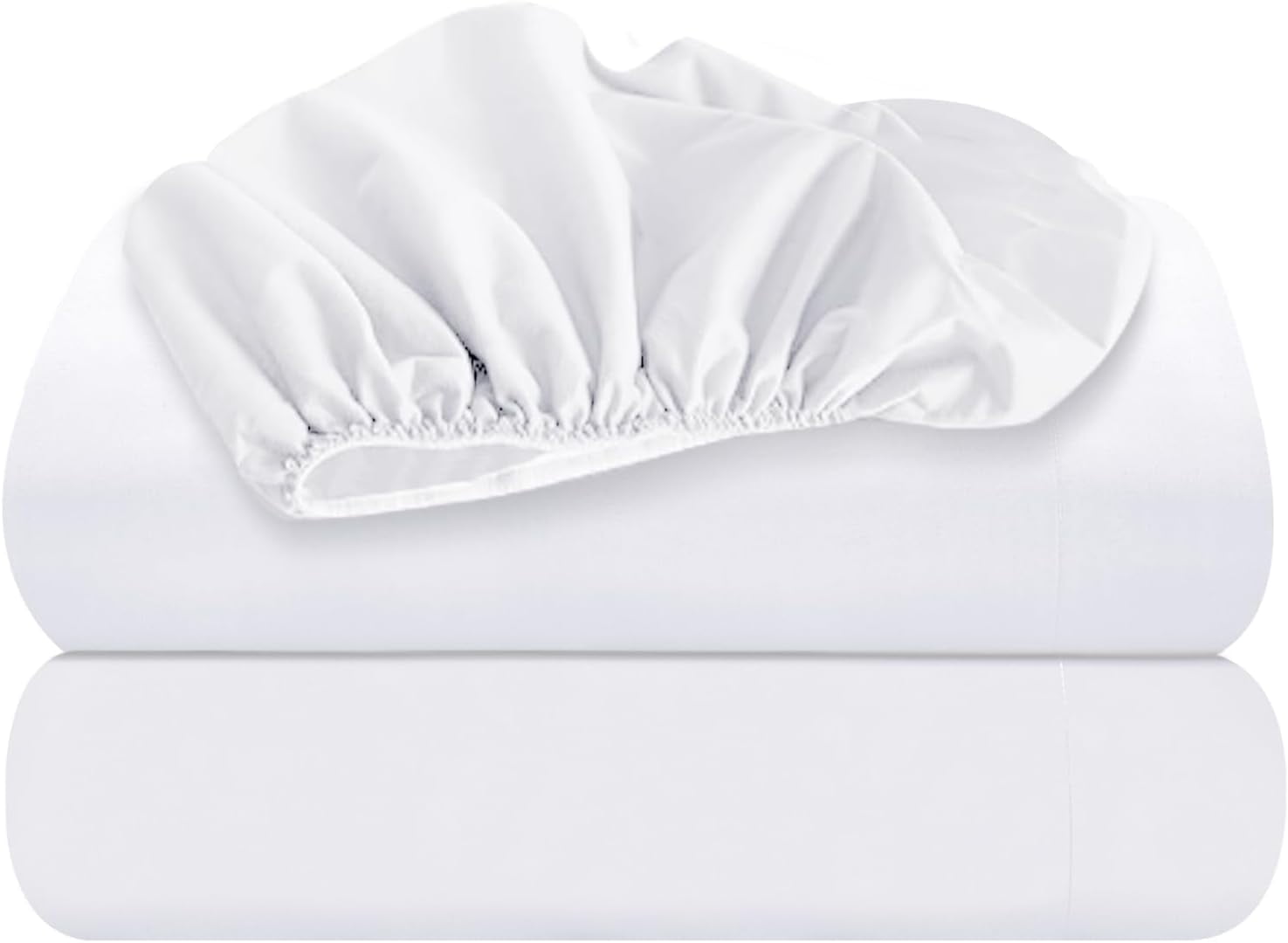 Oakias King Fitted Sheets White Pack of 2 Bottom Sheets Soft