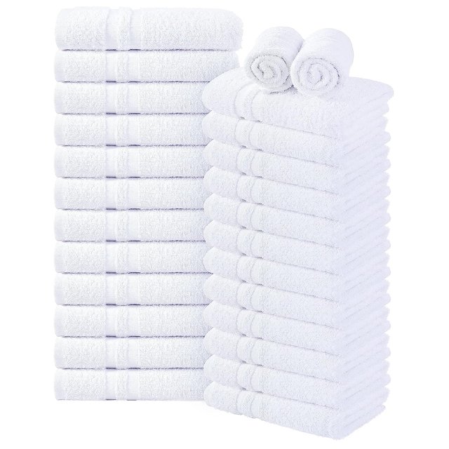 Oakias Salon Towels White 24 Pack 16 x 27 Inches Gym Towel Hand Towel Multipurpose