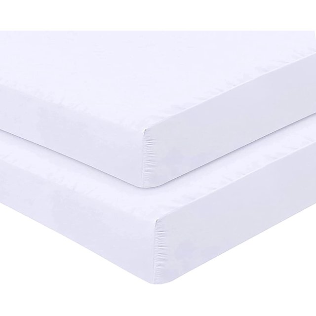 Oakias Twin Fitted Sheets White Pack of 2 Bottom Sheets Soft