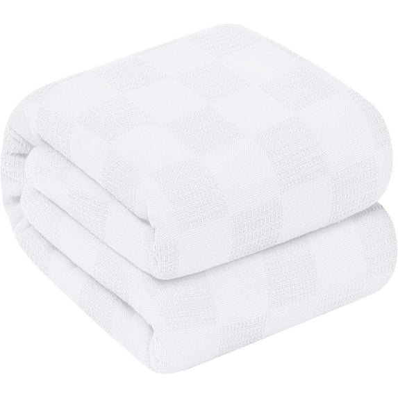 Oakias White Cotton Bed Blanket, Twin-Lightweight, Durable