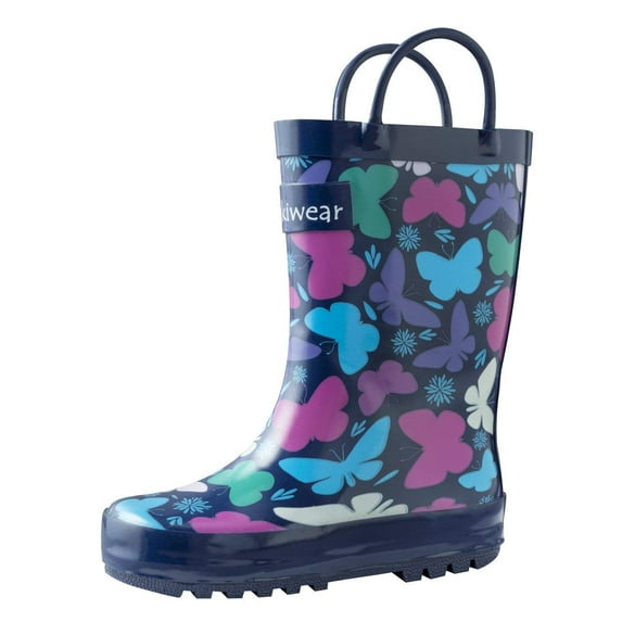 Oakiwear Kids Rain Boots For Boys Girls Toddlers Children, Bright Butterflies