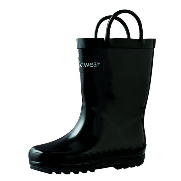 Oakiwear Kids Rain Boots For Boys Girls Toddlers Children, Jet Black