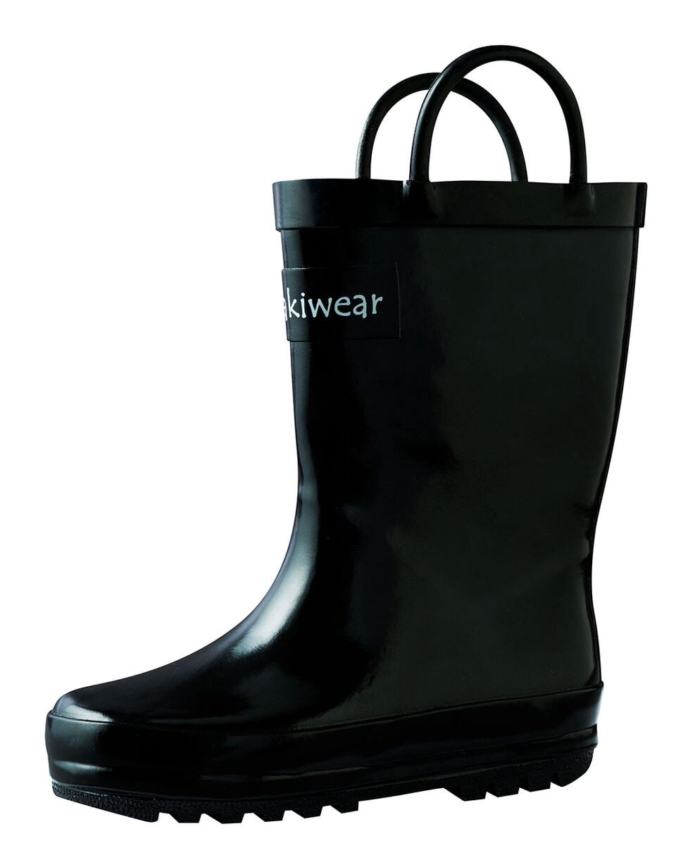 Oakiwear Kids Rain Boots For Boys Girls Toddlers Children, Jet Black