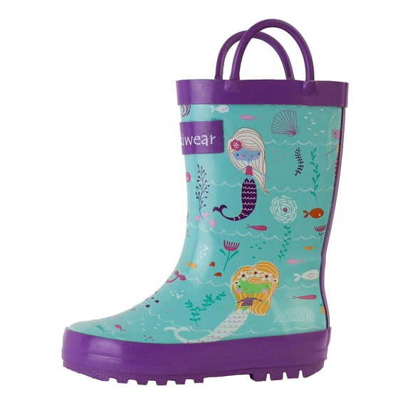 Oakiwear Kids Rain Boots For Boys Girls Toddlers Children, Mermaids