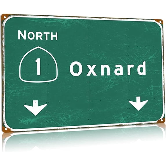 Oaklan Vintage Metal Tin Sign West Highway Directional Sign City Country Interstate 580 Metal Plaque Garage Home Club Wall Decor 12x16 Inches