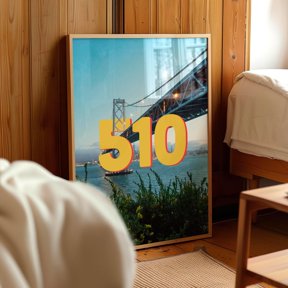 Oakland 510 Area Code Poster Photography Print - Bold Retro Home Decor Office Wall Art