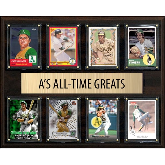 Oakland A's Athletics All Time Greats Legends Plaque 8 Cards Reggie Jackson McGwire Rickey