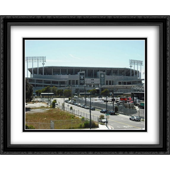 Oakland Alameda Stadium 2x Matted 34x28 Large Black Ornate Framed Art Print from the Stadium Series