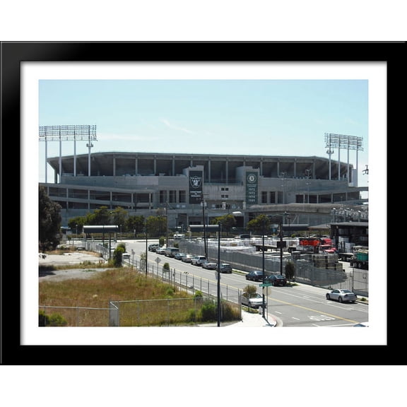 Oakland Alameda Stadium 36x28 Large Black Wood Framed Print Art - Home of the Oakland Raiders