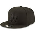 thumbnail image 1 of Athletics New Era Black on Black 9FIFTY Team Snapback Adjustable Hat - Black, 1 of 5