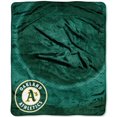 thumbnail image 1 of Oakland MLB Baseball A's Athletics 50x60 inch Retro Design Royal Plush Raschel Throw Blanket, 1 of 3