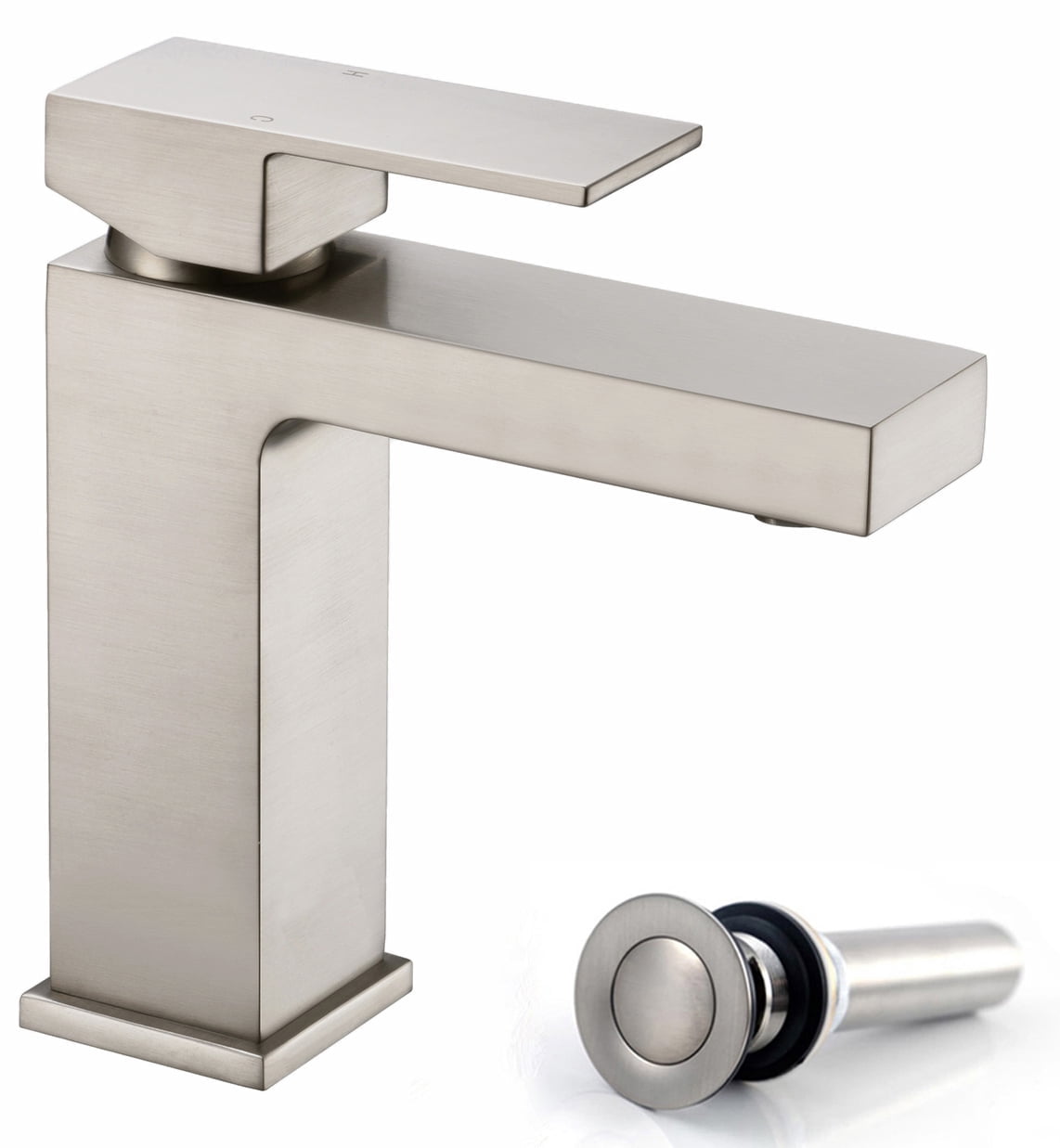 Brushed Nickel Single Handle Bathroom Faucet with Pop-Up Drain