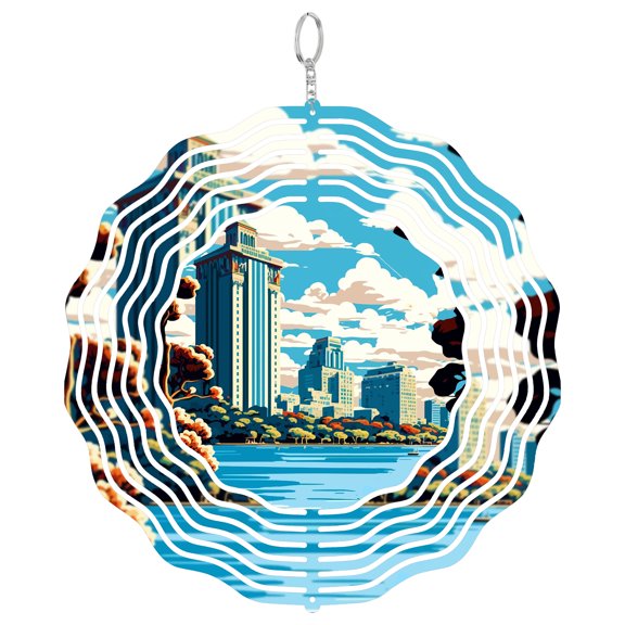 Oakland California 3D Wind Spinner Kinetic Stainless Steel Yard Decor