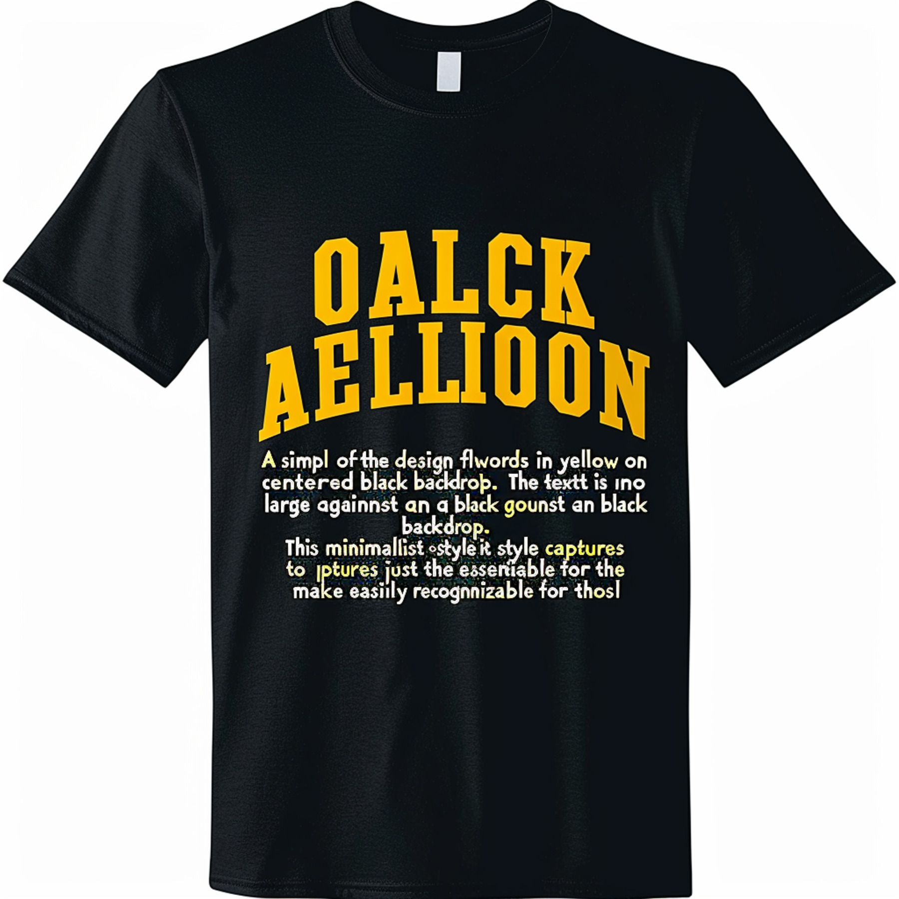 Oakland California Minimalist Yellow Text Black TShirt Sports Team Fan