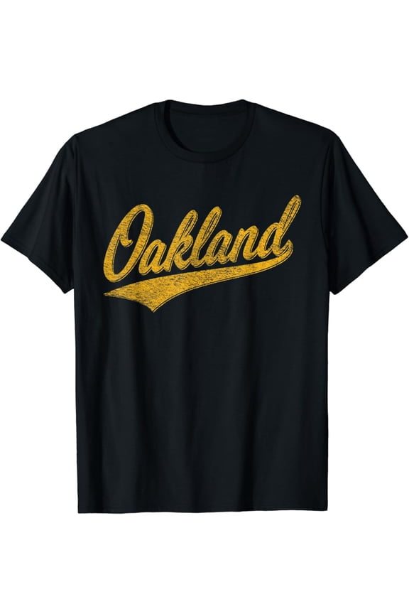 Oakland California Sports Baseball Script Jersey Flag T-Shirt