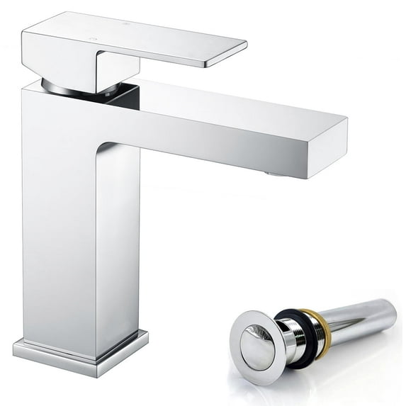 Oakland Chrome Bathroom Faucet Single Hole, Single Handle Bathroom Sink Faucet Brass Vanity Faucet with Pop Up Drain Assembly Supply Lines