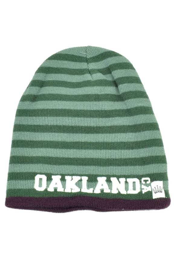 Oakland Knit Beanie Scrum Striped Cuffless Gray Hat Winter California Burgundy