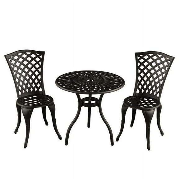 Oakland Living 1023-MESH-BISTRO-SB Contemporary Modern Mesh Lattice Outdoor Patio Garden Aluminium Bistro Set, Sand Black - 3 Piece