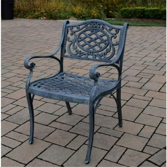 Oakland Living 2109-C-VG Mississippi Cast Aluminum Durable Arm Chair, Verdi Grey