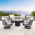 thumbnail image 1 of Outdoor Aluminum 34 in. Round Fire Table Set with Four Deep Seating Swivel Rocking Chairs, Fire Beads, Lid, Propane Tank Cover and Table Fabric Covers, 1 of 10