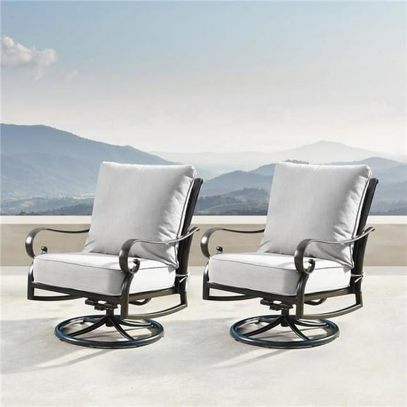 Oakland Living RICA-MATERA-5PC-AC 44 in. Outdoor Aluminum Round Fire Table Set with Four Deep Seating Swivel Rocking Chair - 5 Piece