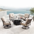 thumbnail image 1 of Oakland Living  44 in. Outdoor Aluminum Round Fire Table Set with Four Deep Seating Swivel Rocking Chair - 5 Piece, 1 of 10