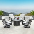 thumbnail image 1 of Oakland Living  44 in. Outdoor Aluminum Round Fire Table Set with Four Deep Seating Swivel Rocking Chair - 5 Piece, 1 of 10