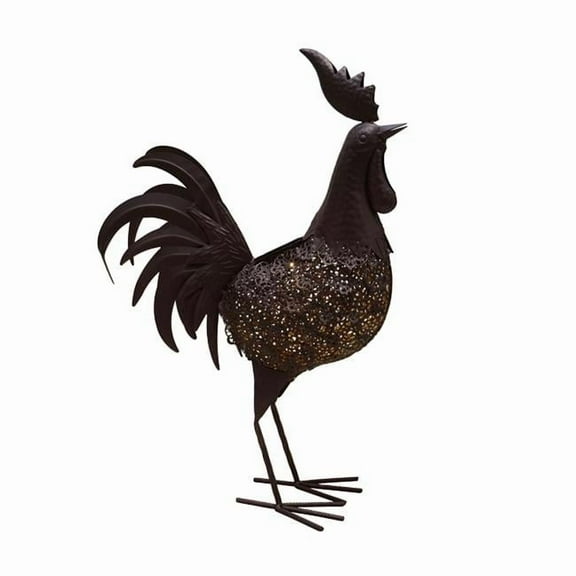 Oakland Living 24 inch Steel Indoor/Outdoor Animal Rooster Statue with Solar Light