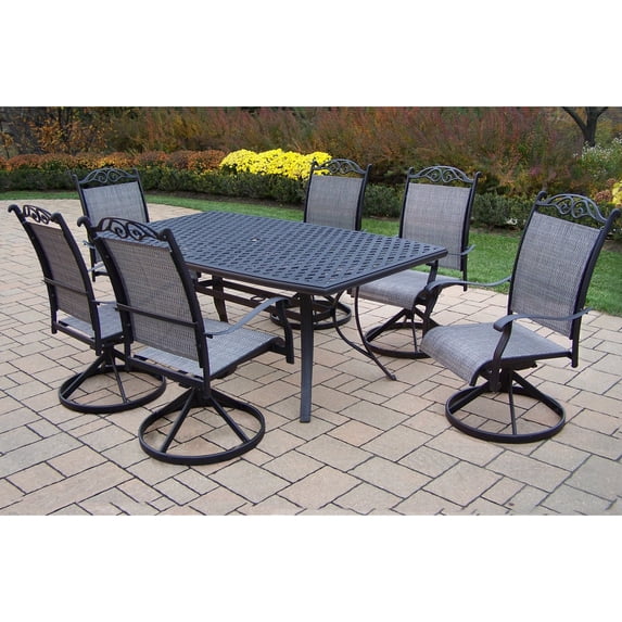 Oakland Living Cascade Patio Dining Set with Boat Shape Table - Seats 6