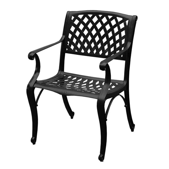 Oakland Living Contemporary Modern Outdoor Mesh Lattice Aluminum Dining Chair Black