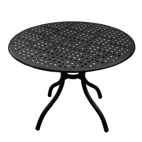 Oakland Living Corporation Modern Outdoor Mesh Aluminum 42-in Round Patio Dining Table - N/A Black