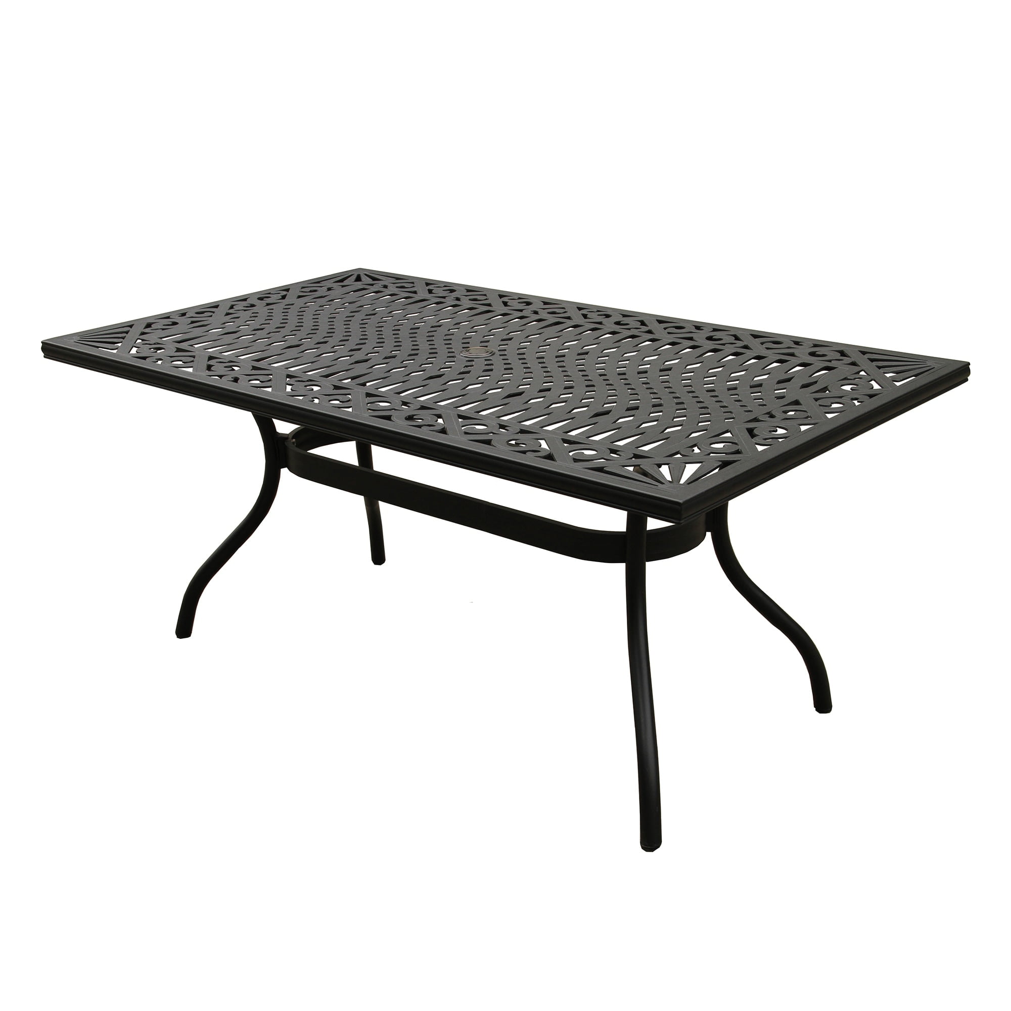 Oakland Living Corporation Ornate Outdoor Mesh Aluminum Black 68-in Rectangle Patio Dining Table