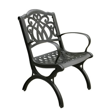 Oakland Living Corporation Ornate Traditional Outdoor Cast Aluminum Patio Dining Chair Black