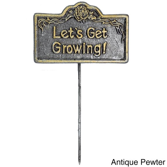 Oakland Living Corporation Premium Garden Marker Lets Get Growing Pewter