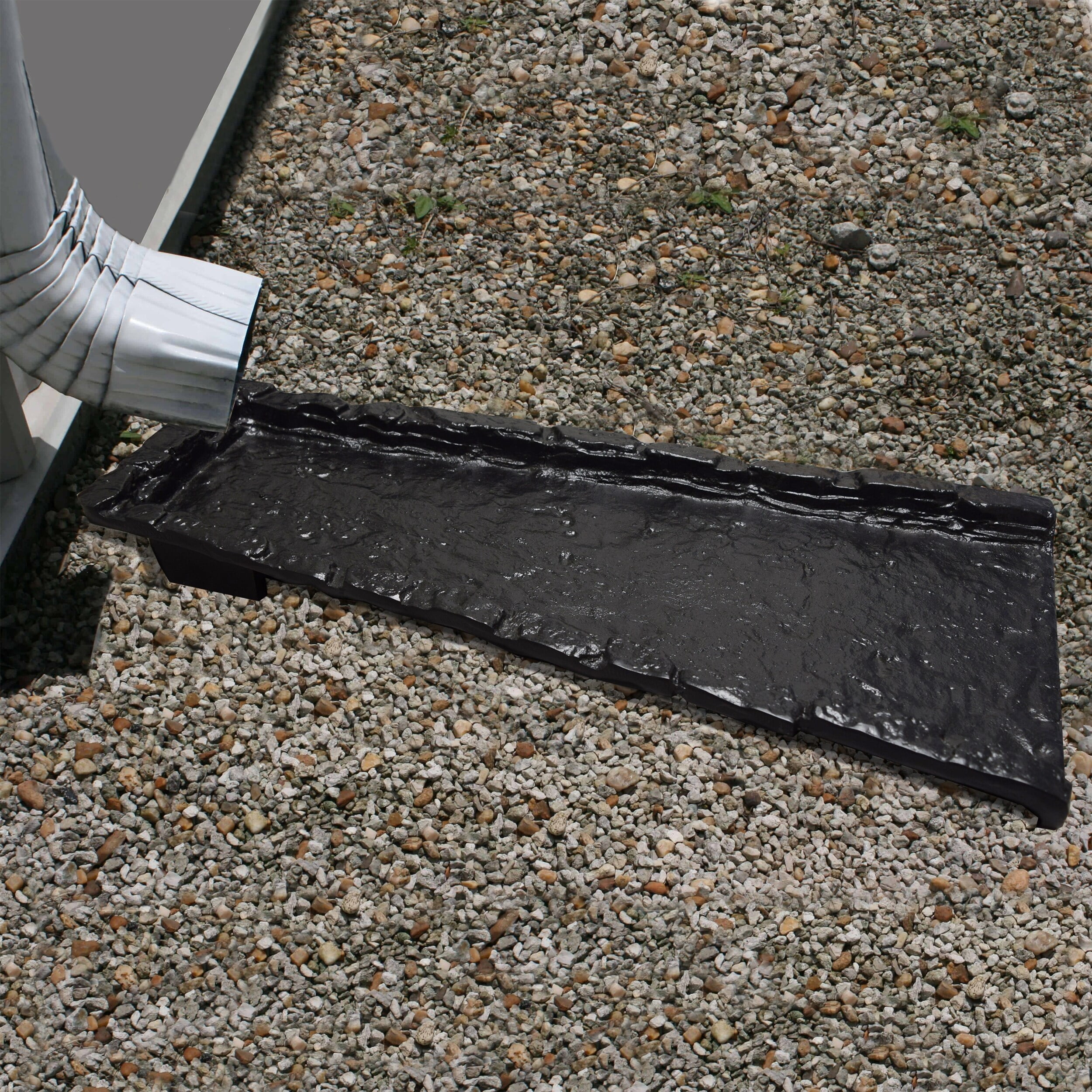 Oakland Living Corporation Slate Stone Rock Cast Aluminum Downspout Gutter 24 in. Splash Block