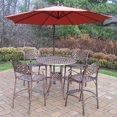 thumbnail image 1 of Oakland Living Elite Mississippi Cast Aluminum 5 Piece Patio Bar Set with Cantilever Umbrella, 1 of 2