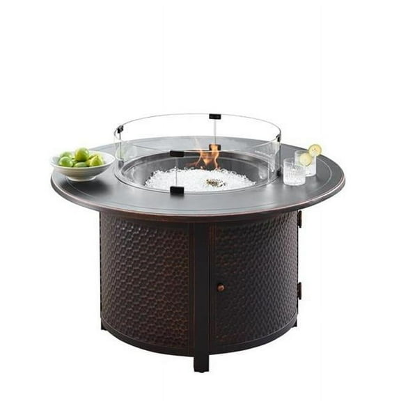 Oakland Living MATERA-FPT-AC 44 in. Aluminum Outdoor Round Propane Fire Table, Antique Copper