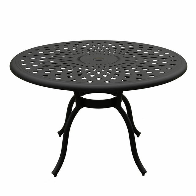 Oakland Living Modern Outdoor Mesh Aluminum 48 in. Round Patio Dining Table - Black