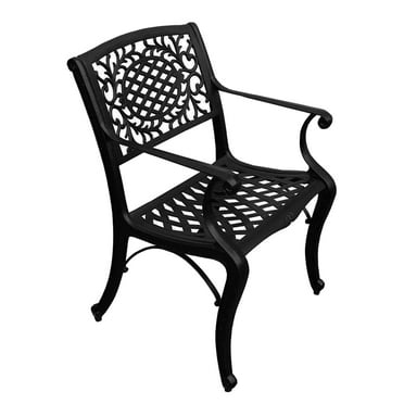 Oakland Living Ornate Traditional Outdoor Cast Aluminum Patio Dining Chair Black
