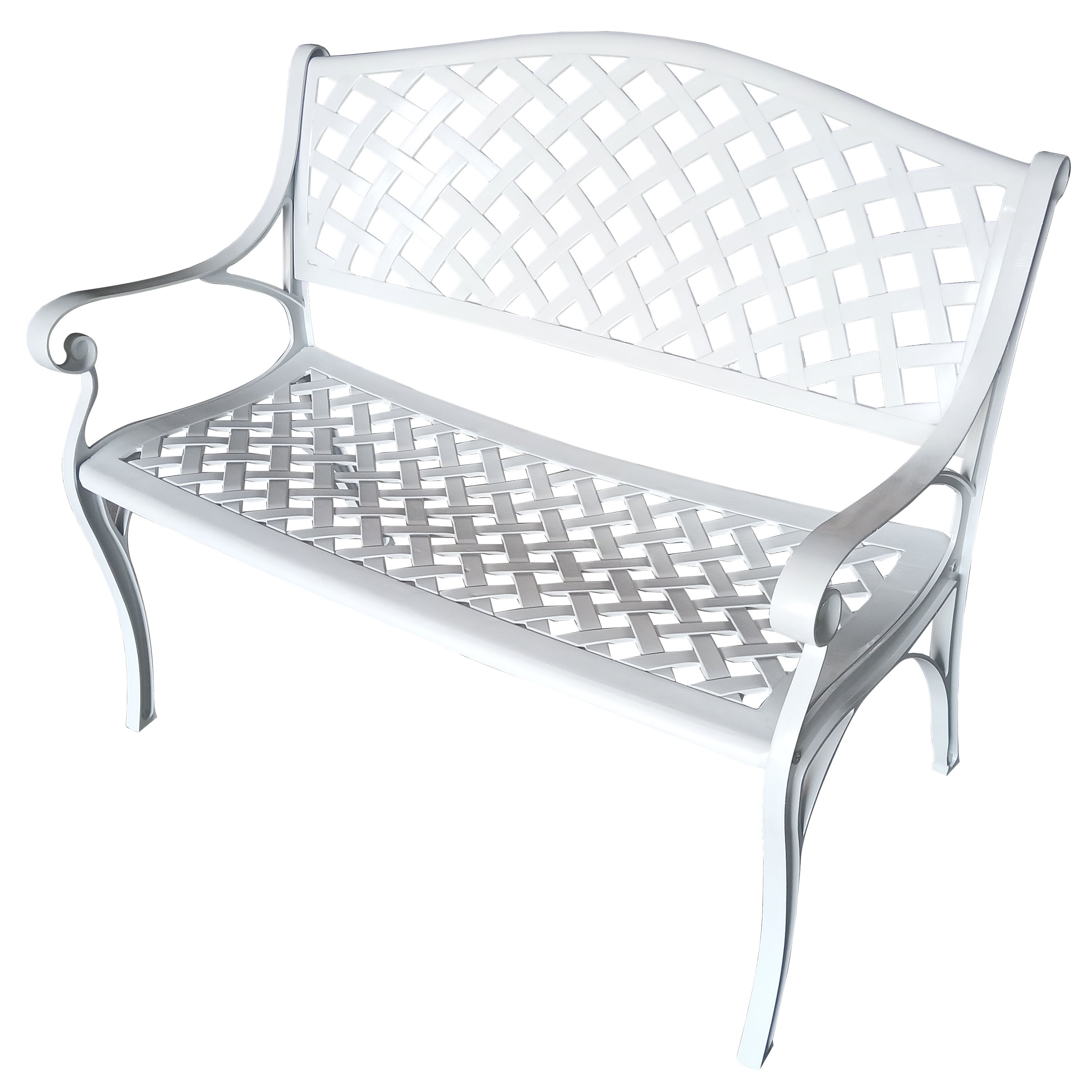 Elegant White Cast Aluminum Outdoor Loveseat Bench