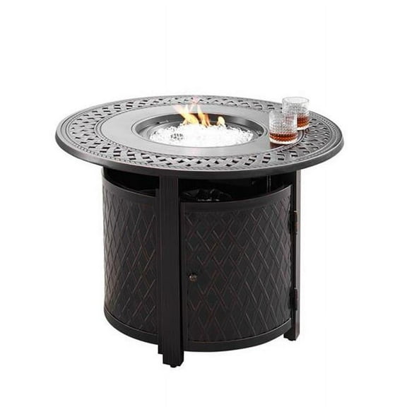 Oakland Living RITZ-FPT-AC 34 in. Aluminum Outdoor Round Propane Fire Table, Antique Copper