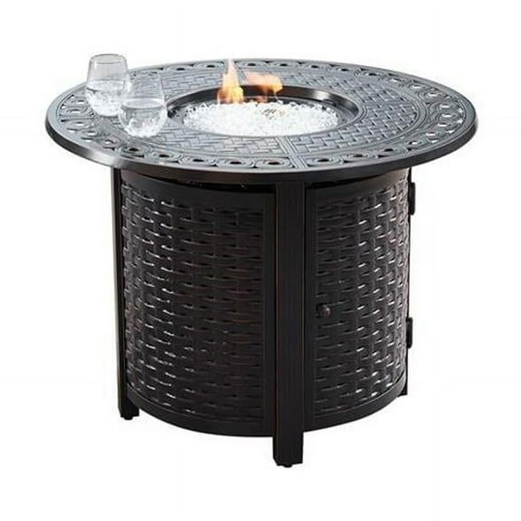 Oakland Living ROMERO-FPT-AC 34 in. Aluminum Outdoor Round Propane Fire Table, Antique Copper