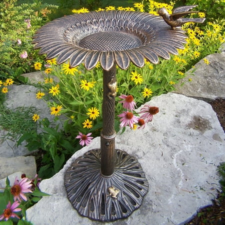 Oakland Living - Sunflower Bird Bath - Antique Pewter