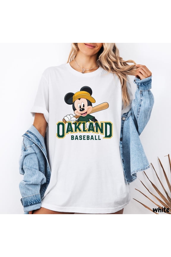 Oakland Mickey Mouse Baseball T-Shirt – Funny Disney Athletics Baseball Fan Tee