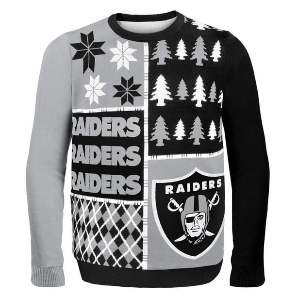 Oakland Raiders Busy Block Ugly Christmas Sweater X Large