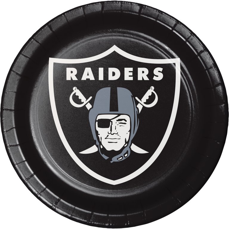 Oakland Raiders Round Paper Plates 24 Count for 24 Guests 