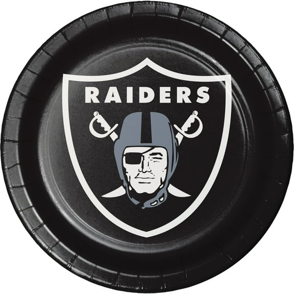 Oakland Raiders Round Paper Plates 24 Count for 24 Guests