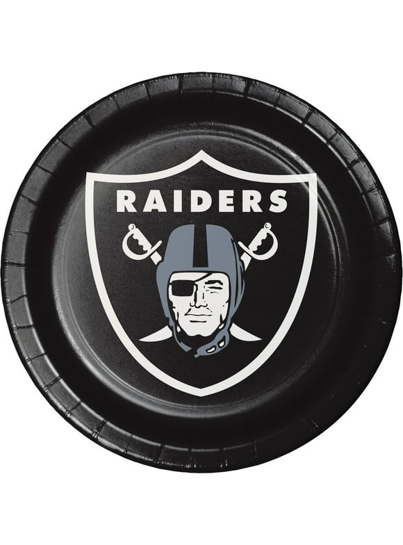 Oakland Raiders Round Paper Plates 24 Count for 24 Guests