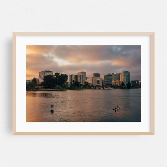 Oakland Skyline 05 - Oakland California Photography Cityscape Skyline Sunset Water Architecture Scenic Bird Oak Framed Wall Art Print 5 x 7 inches