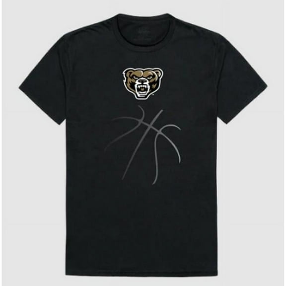 Oakland University Golden Grizzlies College Basketball T-Shirt, Black - Large